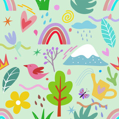 Obraz premium Summer seamless pattern in scandinavian style. Can be used in textile industry, paper, background, scrapbooking.