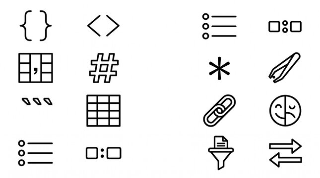 Black Outline Icons for Prompt Response Parsing and Extraction
