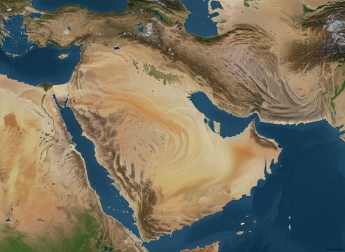 Satellite view of the arabian peninsula and surrounding middle east regions