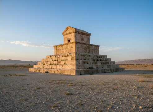 The tomb of cyrus the in pasargadae, iran, at sunset
