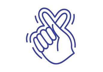 Obraz premium Geometric Love Hand Gesture Icon – Structured Wave Line Heart Vector