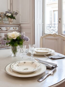 French dining room,  table setting