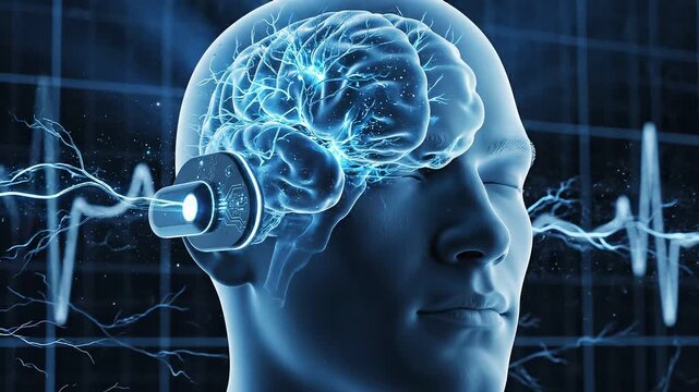 Human Brain Neural Stimulation Technology Visualization.