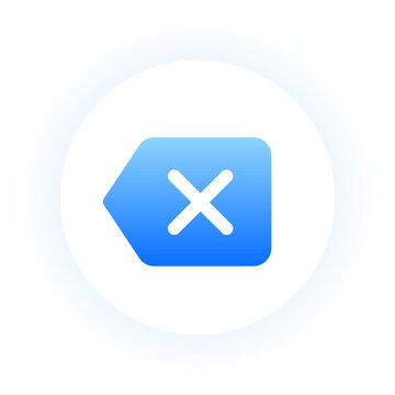 Glowing blue backspace icon for keyboard interface and delete functions