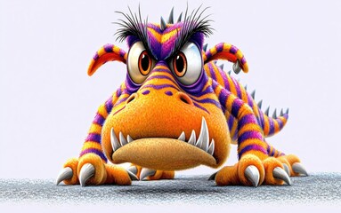 Fototapeta premium Angry Purple Alligator with Spiky Hair