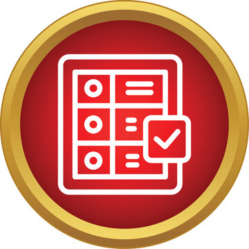 Checklist document with radio buttons and text lines having a completed checkmark