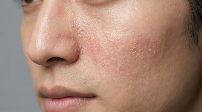 脂漏性皮膚炎による顔や肌の赤みと乾燥、肌荒れに悩む男性