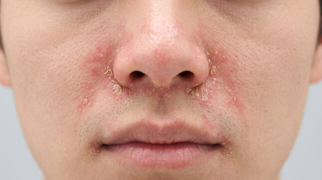 脂漏性皮膚炎による顔や肌の赤みと乾燥、肌荒れに悩む男性