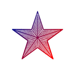 Obraz premium Star with blue and red gradient striped pattern, vector icon
