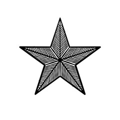 Obraz premium Star with striped texture pattern, vector icon