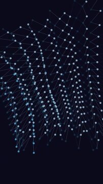Abstract Network Wave Generating Motion in Dark Blue Scene