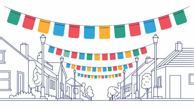 Street decorated with colorful bunting