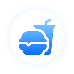 Obraz premium Creative blue fast food icon with burger and drink for restaurant menus