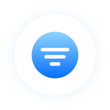 Glowing circular blue filter button for mobile app search and sorting