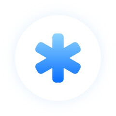Fototapeta premium Neon blue medical star symbol with soft glow for healthcare and pharmacy apps