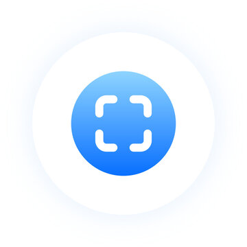 Circular blue scan button with neon glow for mobile camera interfaces
