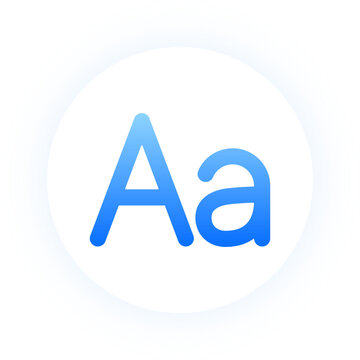 Vibrant blue typography text icon with neon glow for font and edit tools