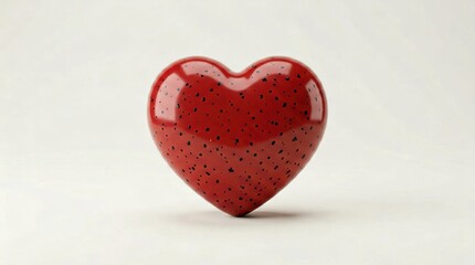 Fototapeta premium Red Speckled Ceramic Heart on White Background