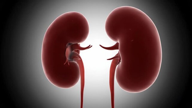 3D Animation of Human Kidney Pair Rotation with Internal Anatomy View
