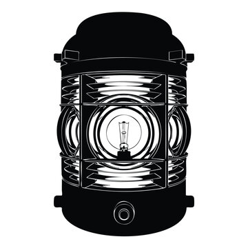 Fresnel lens lighthouse lamp silhouette bundle nautical beacon light.