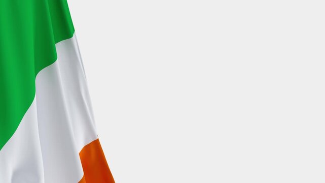 Ireland Flag on Left Side, Waving National Symbol with Copy Space