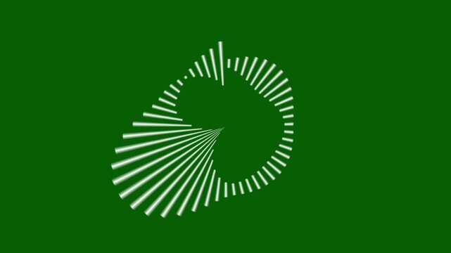 Digital sound spectrum animation with white waveform lines and reactive equalizer motion on solid green screen background seamless looping futuristic audio visualizer ultra sharp 4K