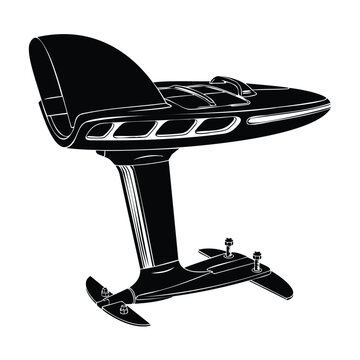 Hydrofoil board silhouette for water sports equipment set bundle design.