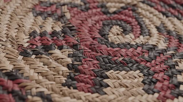 Closeup of a Braided Rug with Spiral Pattern.