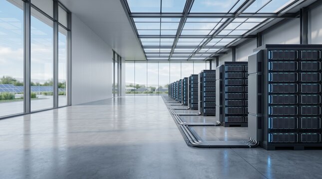 Advanced energy storage solution supporting renewable power systems, ideal for future energy, sustainability and technology concepts.