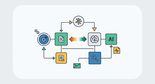 Flat vector logo of mental health and artificial intelligence integration concept