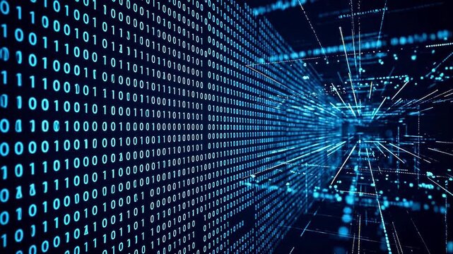 Digital binary code and data network representing smart infrastructure and connectivity