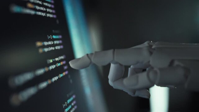 A robotic arm, guided by sophisticated software, precisely positions a signal to execute a coding process. This showcases mechatronics and AI-driven automation in action