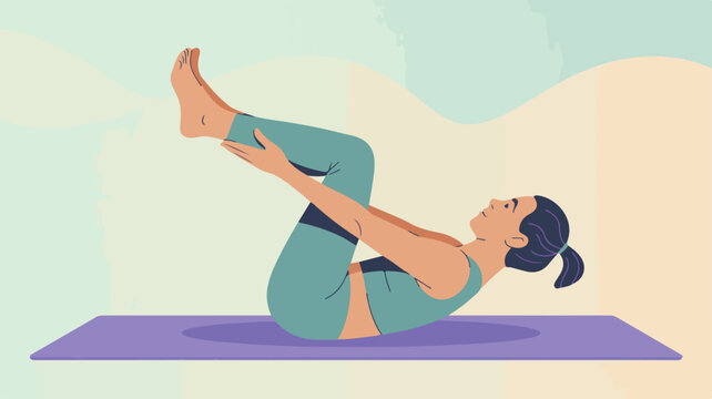 Woman doing abdominal crunch exercise on a yoga mat