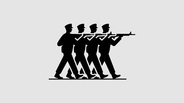 Soldiers marching with rifles illustration