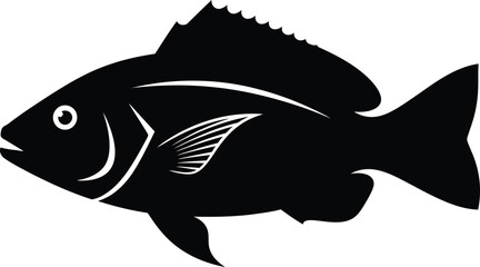 Fototapeta premium Black fish silhouette with detailed fins