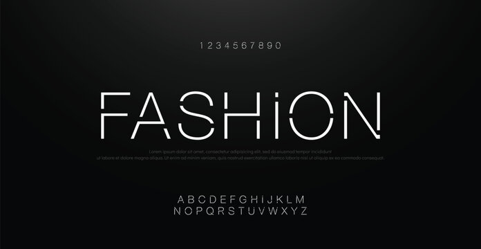 Minimal Alphabet Font. Typography modern sport style fonts set for cinema, poster, logo. vector illustration