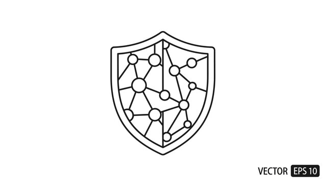Digital security shield icon representing robust network protection and data privacy concept, symbolizing secure connections and cybersecurity defense