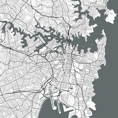 Fototapeta premium Visually Appealing Minimalist City Map of Sydney, Australia