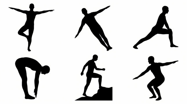 Balance and Weight Shift Human Silhouette Set Dynamic Stability Vector Illustration Bundle