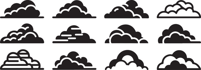 Black silhouette animals on a light background icons set Vector © mahafuza