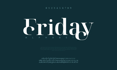 Obraz premium Abstract Fashion font alphabet. Minimal modern urban fonts for logo, brand etc. Typography typeface uppercase lowercase and number. vector illustration 