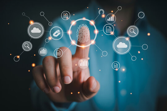 Fingerprint security digital verification for biometric data protection and cyber access control.