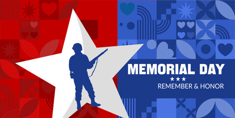 Fototapeta premium Memorial Day, in honor of our heroes - banner, background - vector illustration