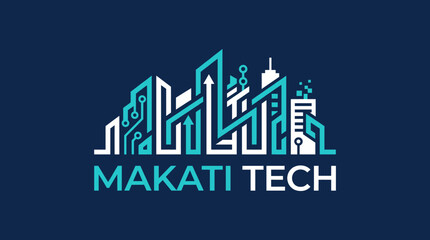 Fototapeta premium This logo features a modern city skyline with tech elements, perfect for a technology brand, reflecting innovation, urban development, and futuristic designs.