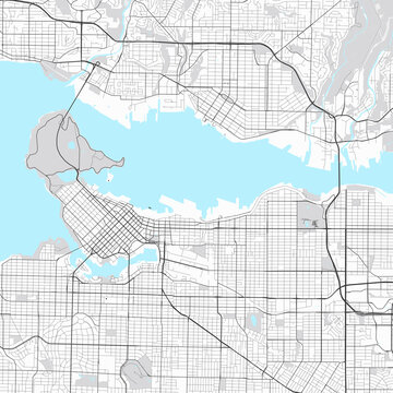 Visually Appealing Minimalist City Map of Vancouver, Canada