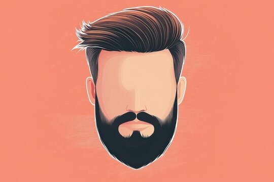 Digital illustration of a man's face, featuring stylish, detailed hair and a full beard