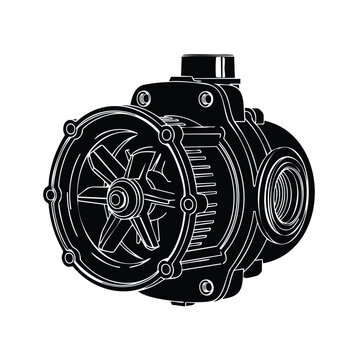 Water pump silhouette set bundle with impellers and connections.