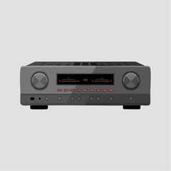 Fototapeta premium High-end home theater audio amplifier receiver with red lights