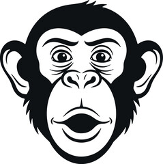 Obraz premium Chimpanzee face silhouette with wide eyes and open mouth on transparent background.