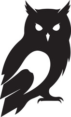 Obraz premium Owl silhouette, black bird icon, nocturnal animal symbol, minimalist design element